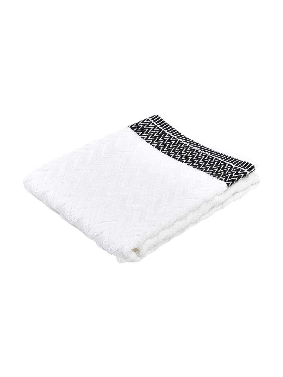 Asciugamano in cotone con motivo a rilievo Karma, 100% cotone
Qualità pesante, 600 g/m², Bianco, nero, Asciugamano, Larg. 50 x Lung. 90 cm