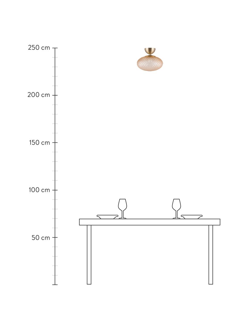 Kleine plafondlamp Jackson van glas, Lampenkap: glas, Baldakijn: vermessingd metaal, Amberkleurig, messingkleurig, Ø 28 x H 25 cm