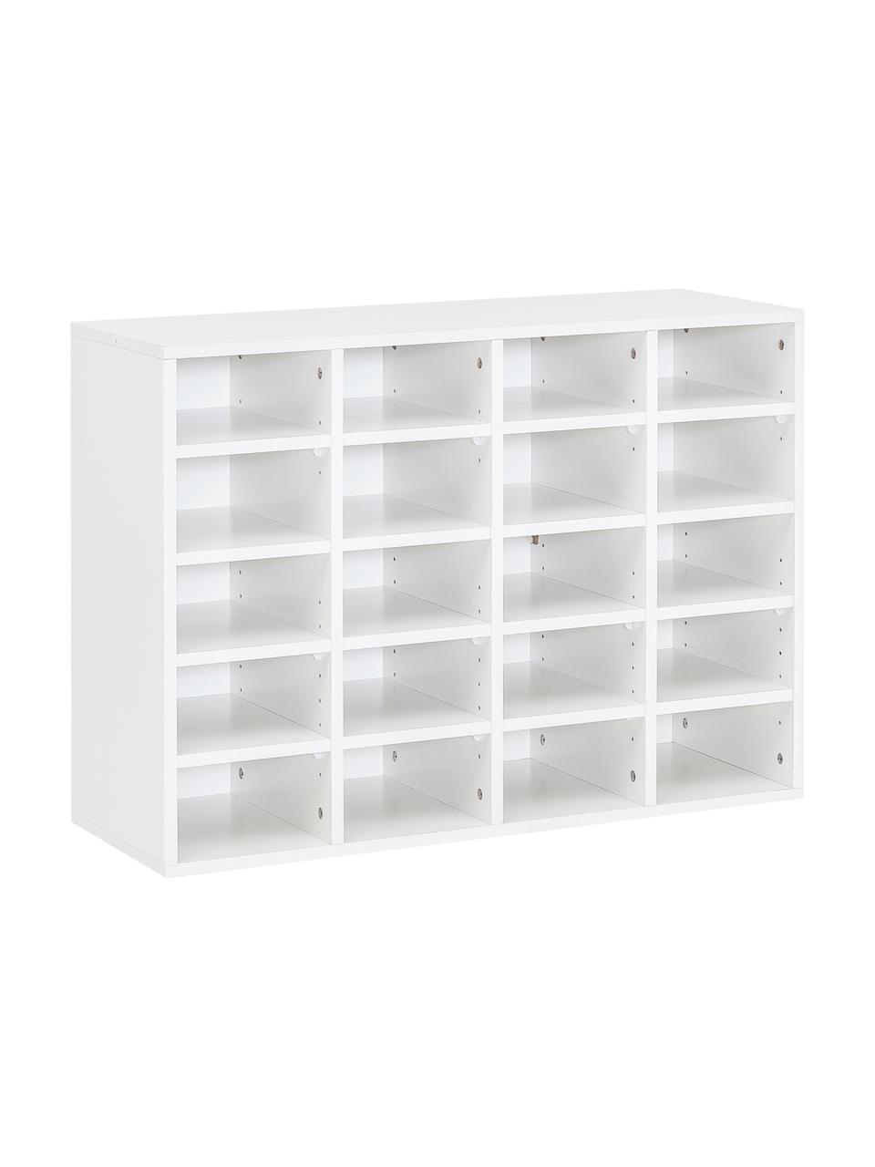 Schoenenkast Diego met 20 vakken, Met melamine beklede spaanplaat, Wit, 91 x 67 cm