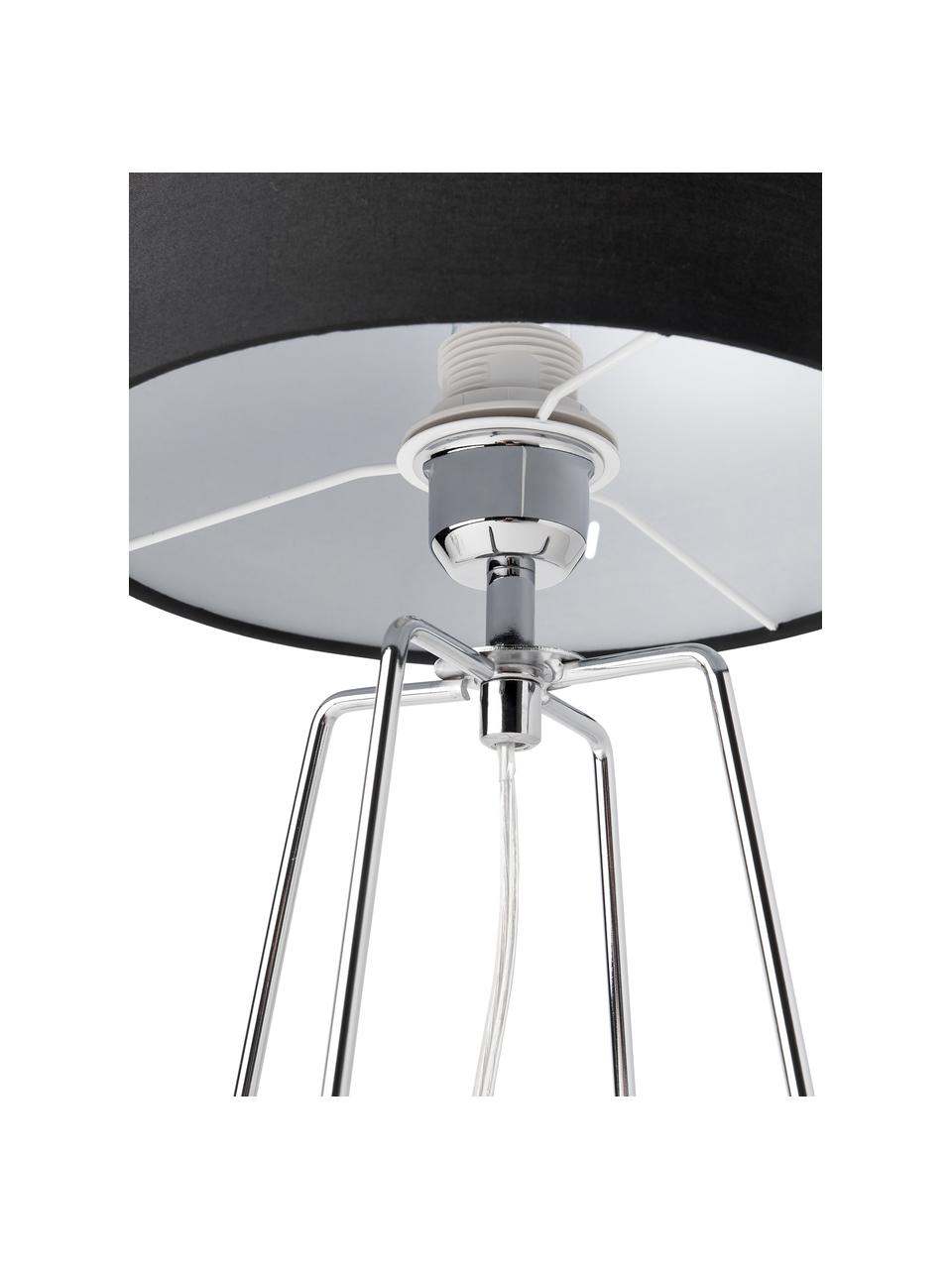 Lampada da tavolo Karolina, Paralume: tessuto, Base della lampada: metallo cromato, Nero, cromato, Ø 25 x Alt. 49 cm
