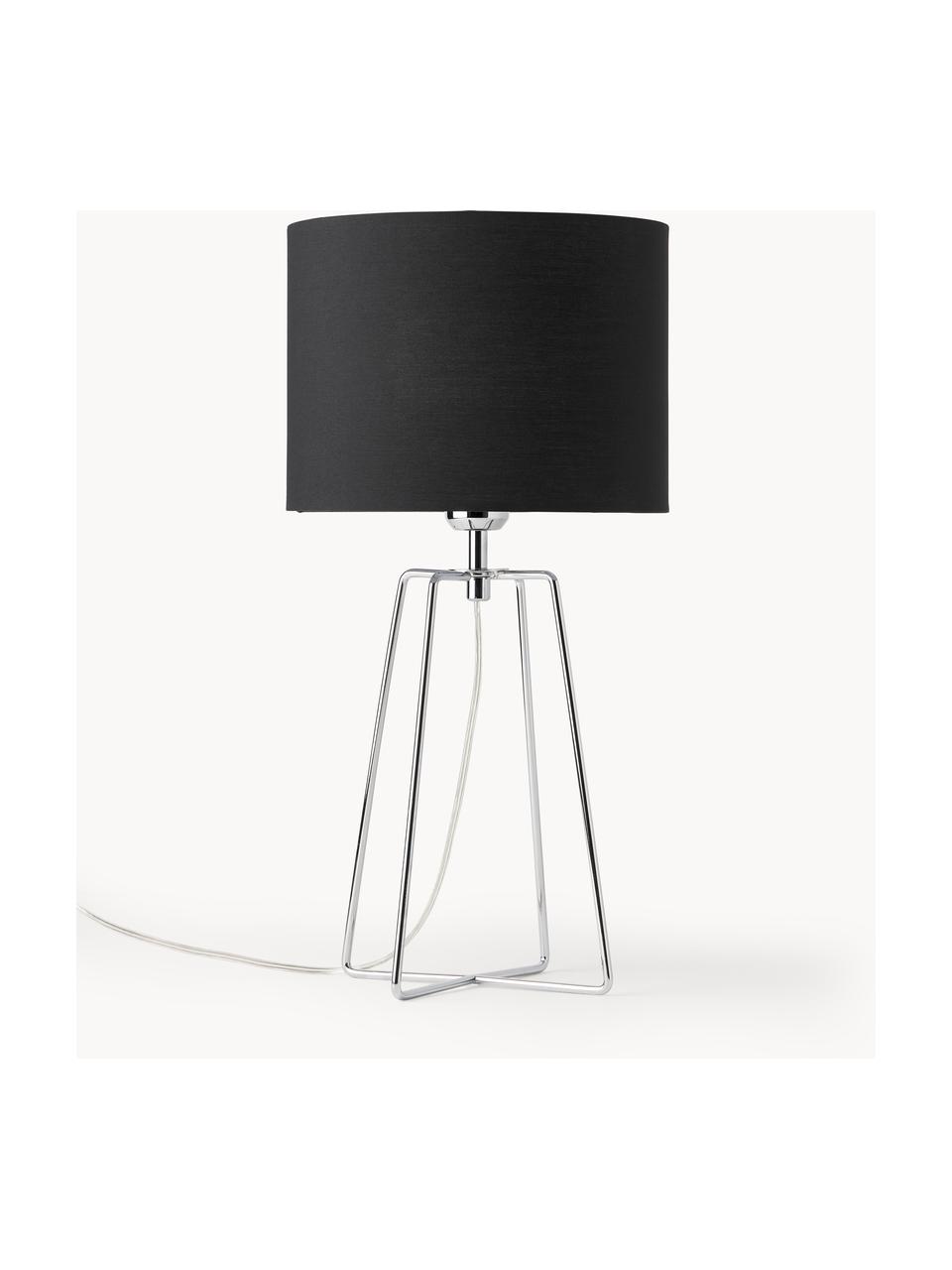 Lámpara de mesa Karolina, Pantalla: tela, Cable: plástico, Negro, cromo, Ø 25 x Al 49 cm