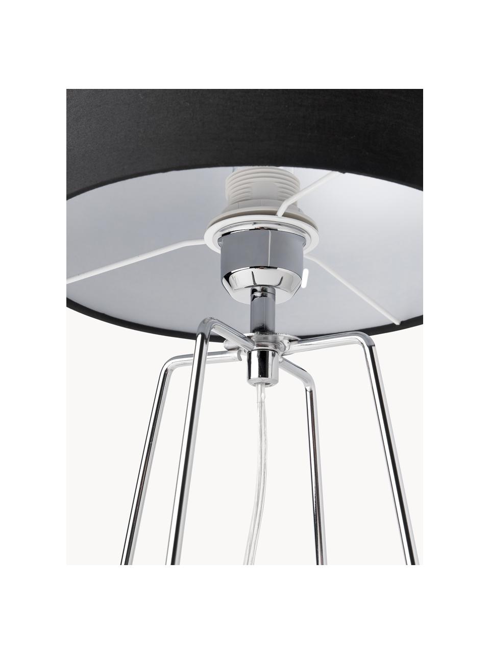 Lámpara de mesa Karolina, Pantalla: tela, Cable: plástico, Negro, cromo, Ø 25 x Al 49 cm