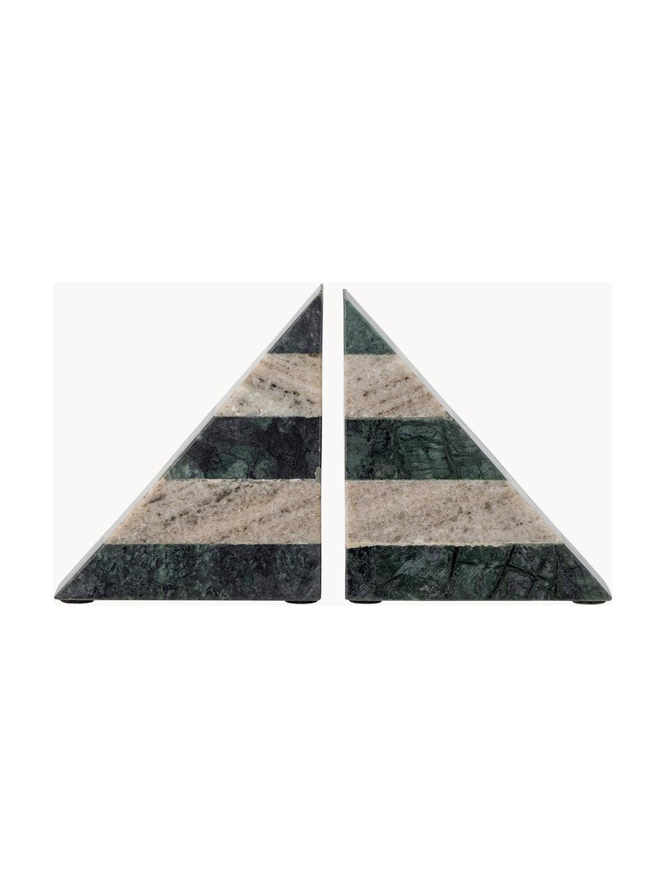 Marmor-Buchstützen Abit, 2 Stück, Marmor, Grün, Beige, marmoriert, B 12 x H 14 cm