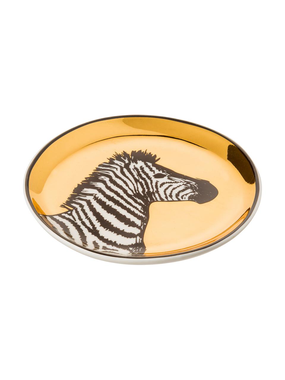 Designer Untersetzer Animalia in Gold, 4er-Set, Porzellan, Gold,Schwarz,Weiß, Ø 10 cm