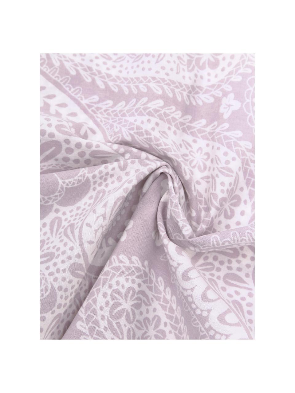 Funda nórdica de algodón ecológico tejido renfrocé Manon, Llavanda, blanco, estampado, Cama 90 cm (155 x 220 cm)