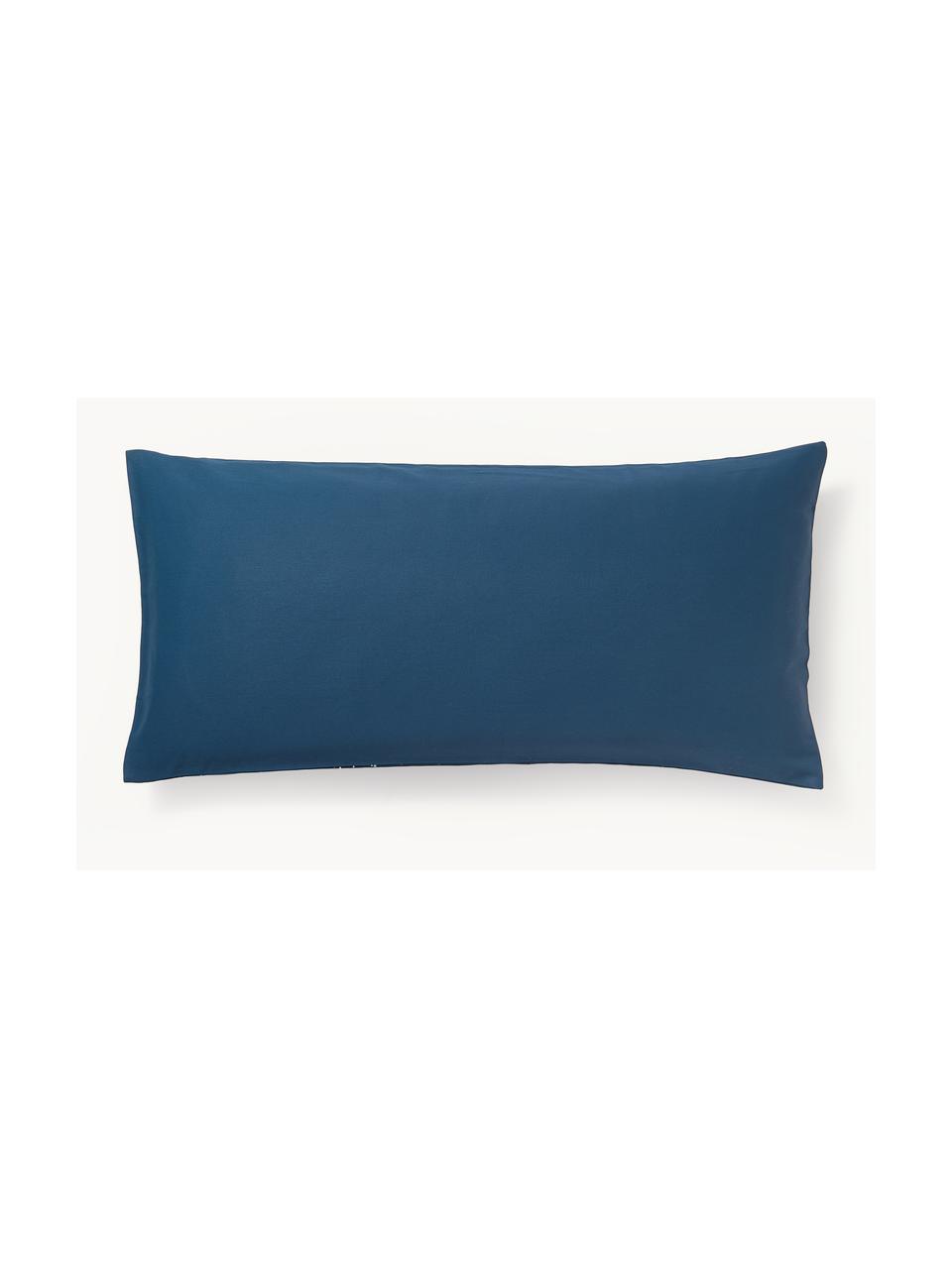 Poszewka na poduszkę z satyny bawełnianej Yuma, Ciemny niebieski, S 40 x D 80 cm