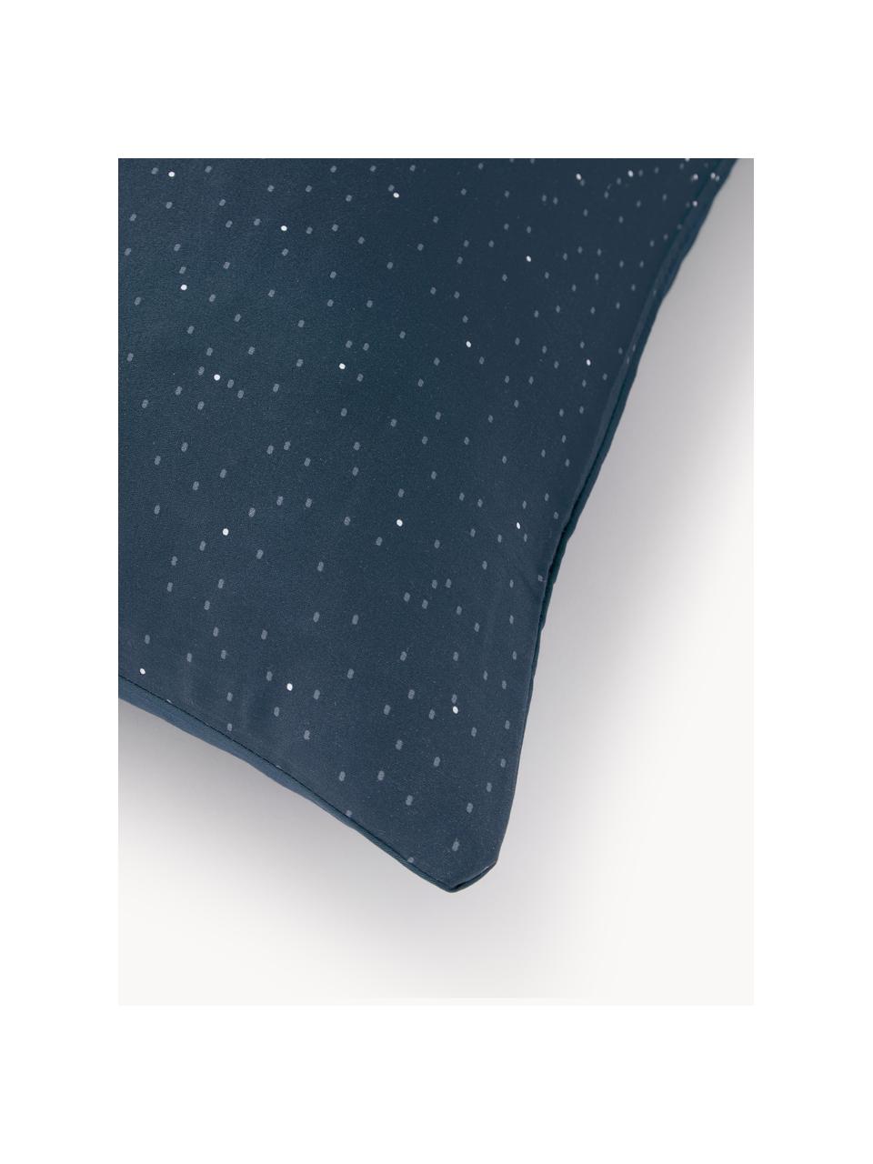 Povlak na polštář z bavlněného saténu s motivem jeřába Yuma, Tmavě modrá, Š 40 cm, D 80 cm