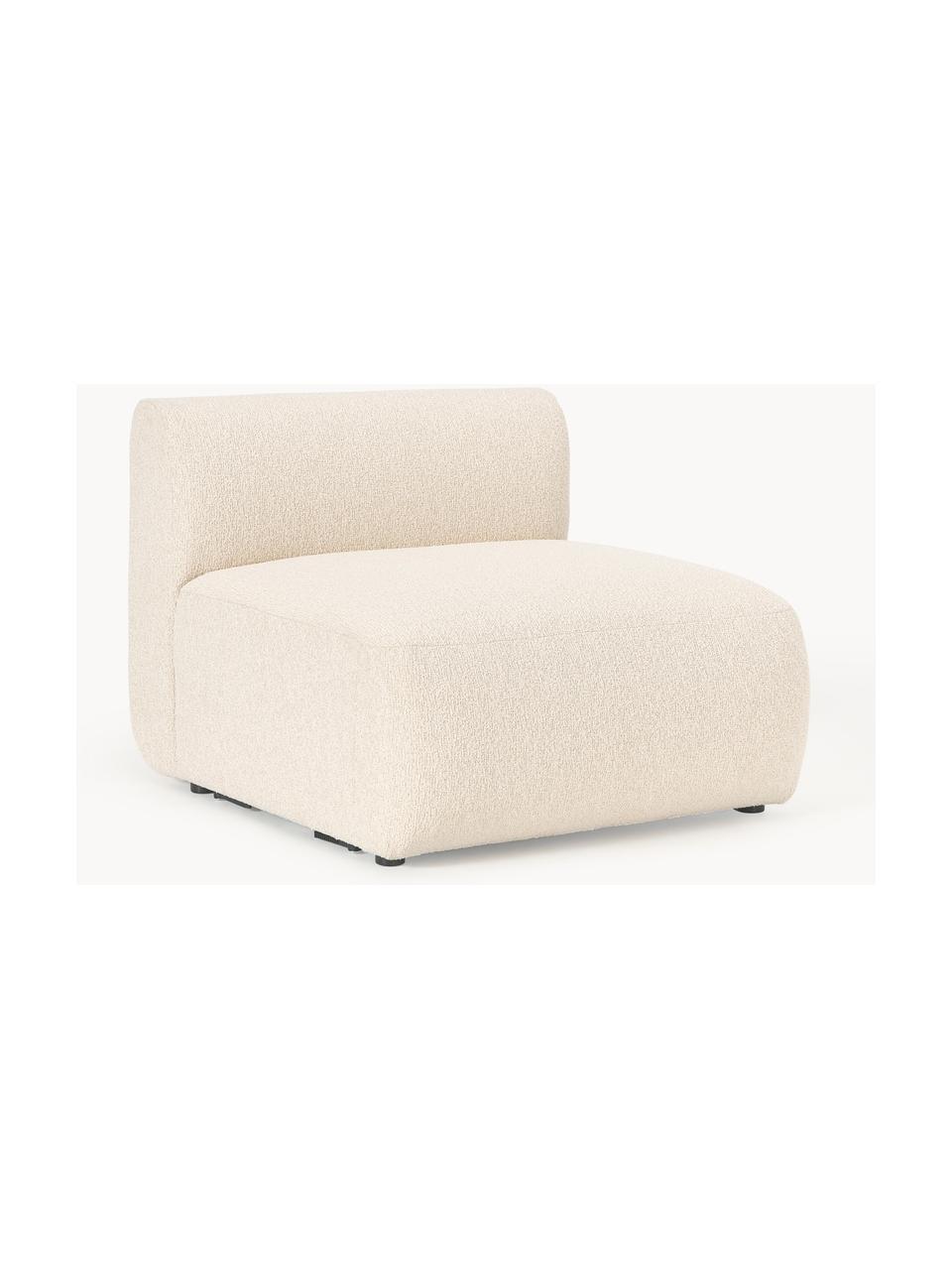 Módulo central en tejido bouclé Sofia, Tapizado: tejido bouclé (100% polié, Estructura: madera de abeto, tablero , Patas: plástico Este producto es, Bouclé beige claro, An 87 x F 103 cm