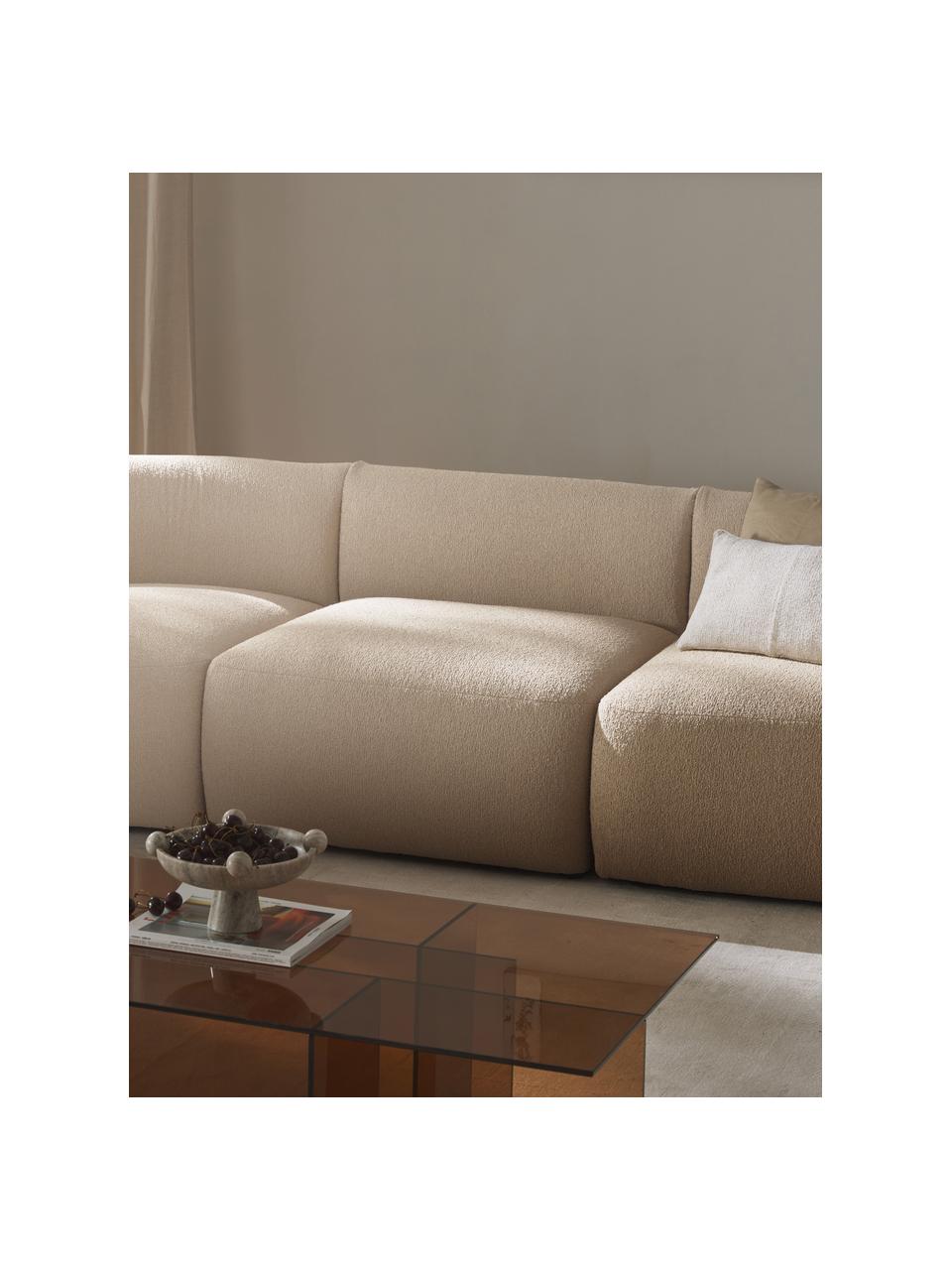 Modulo centrale in bouclé Sofia, Rivestimento: bouclé (100% poliestere) , Struttura: legno di abete rosso, tru, Piedini: plastica Questo prodotto , Bouclé beige chiaro, Larg. 87 x Prof. 103 cm