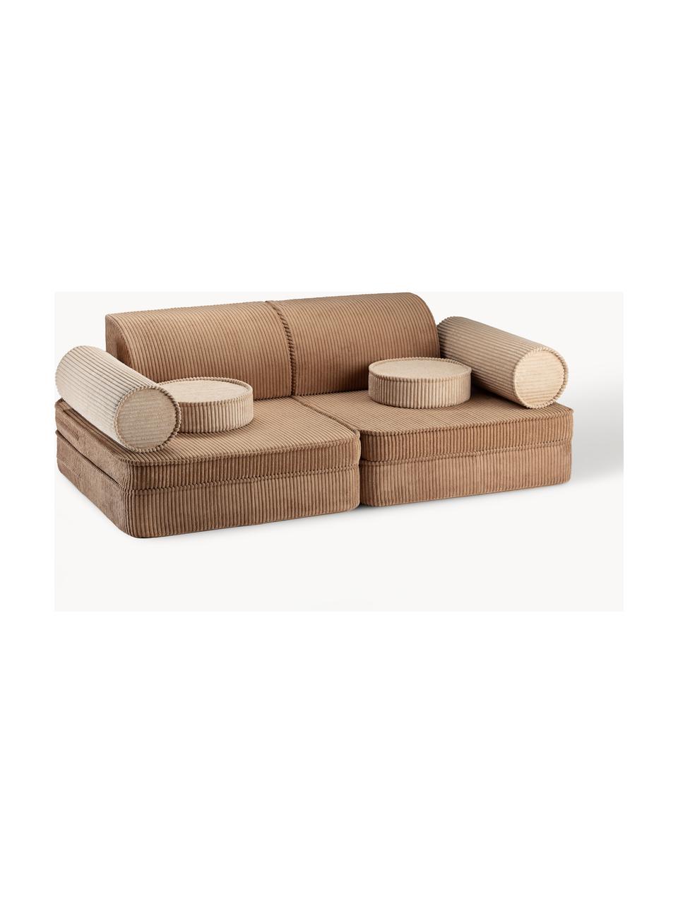 Sofa modułowa dla dzieci ze sztruksu Sugar, Tapicerka: sztruks (100% poliester) , Nugatowy sztruks, beżowy, S 132 x G 79 cm