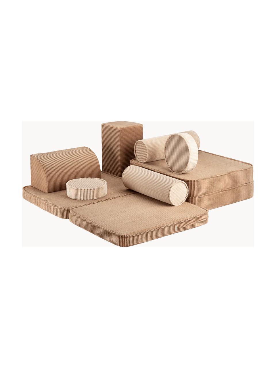 Canapé de jeu modulaire en velours côtelé pour enfants Sugar, Velours côtelé nougat, beige, larg. 132 x prof. 79 cm