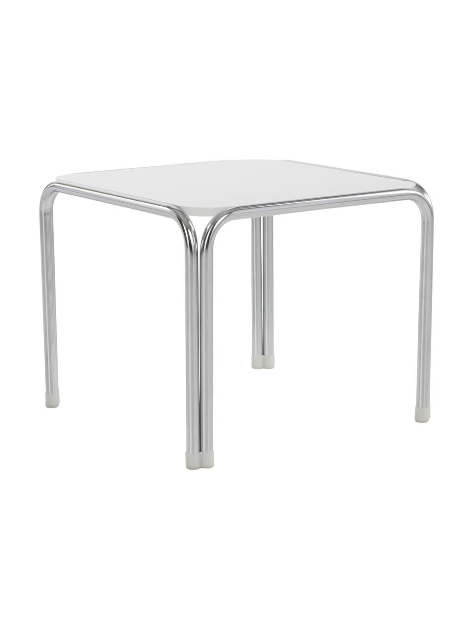 Mesa auxiliar Dyton, Tablero: tablero de fibras de dens, Patas: acero cromado, Blanco, cromo, An 45 x Al 35 cm
