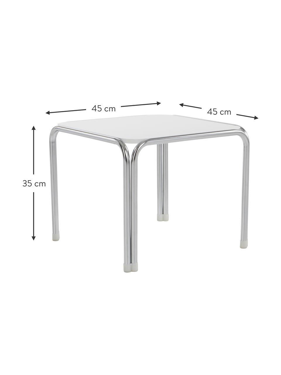 Mesa auxiliar Dyton, Tablero: tablero de fibras de dens, Patas: acero cromado, Blanco, cromo, An 45 x Al 35 cm