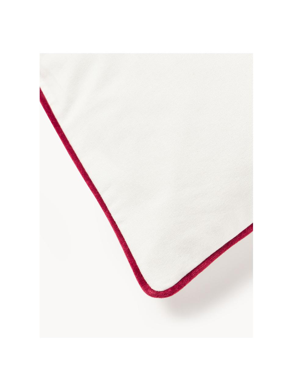 Copricuscino in cotone ricamato con motivo natalizio Aldora, 100% cotone, Bianco, multicolore, Larg. 45 x Lung. 45 cm