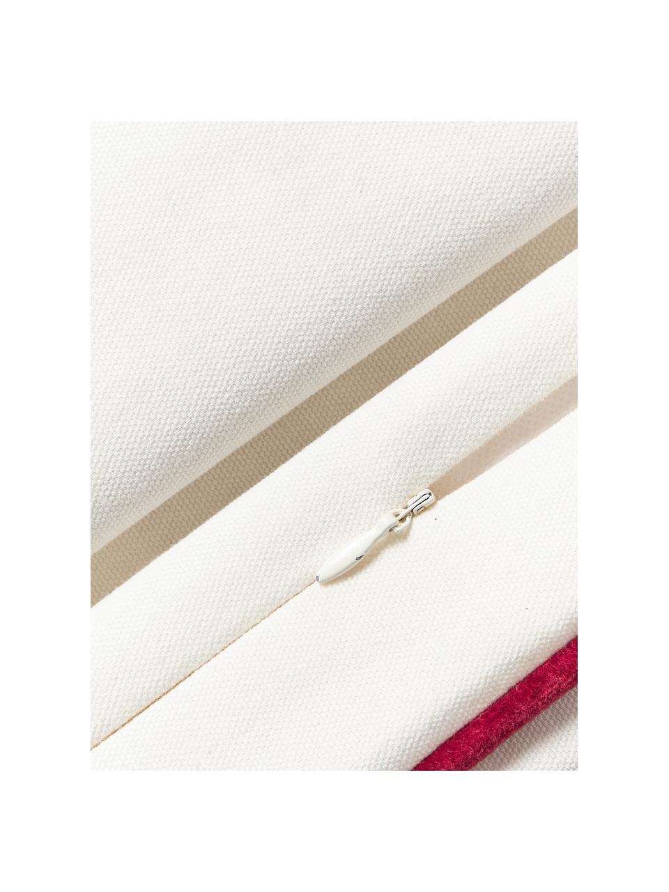 Copricuscino in cotone ricamato con motivo natalizio Aldora, 100% cotone, Bianco, multicolore, Larg. 45 x Lung. 45 cm