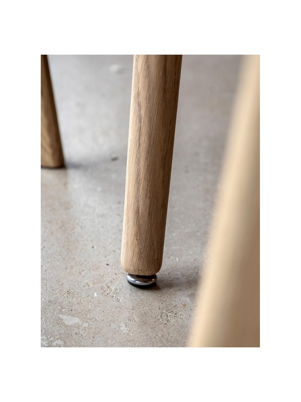 Runder Eichenholz-Esstisch Hatfield, Ø 110 cm, Tischplatte: Gummibaumholz mit Eichenh, Beine: Mitteldichte Holzfaserpla, Eichenholz, Ø 110 cm
