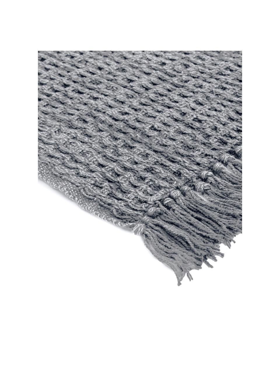 Plaid a nido d'ape Waffle, 100% cotone, Antracite, Larg. 130 x Lung. 170 cm