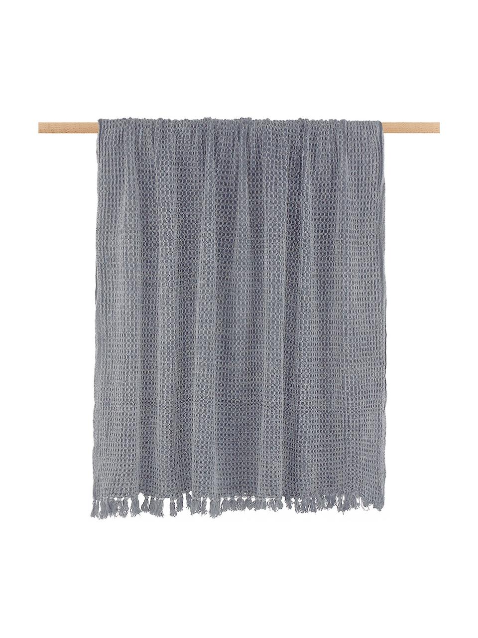 Plaid a nido d'ape Waffle, 100% cotone, Antracite, Larg. 130 x Lung. 170 cm