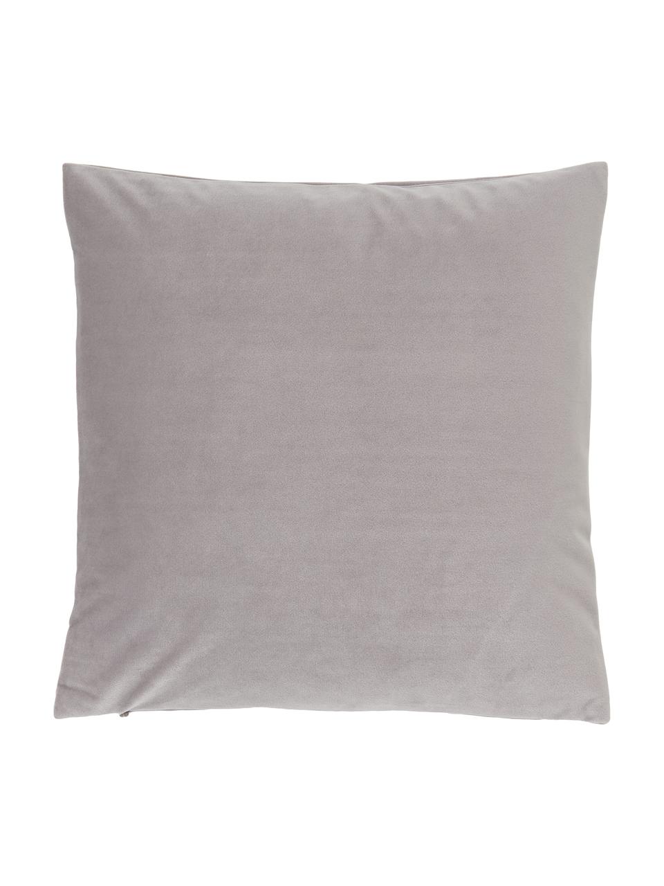 Housse de coussin en velours Lola, Velours (100 % polyester), Gris clair, larg. 40 x long. 40 cm