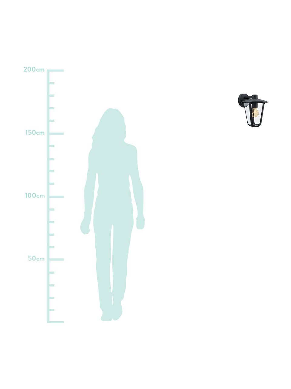 Outdoor wandlamp Monreale, Lampenkap: kunststof, Zwart, 23 x 28 cm