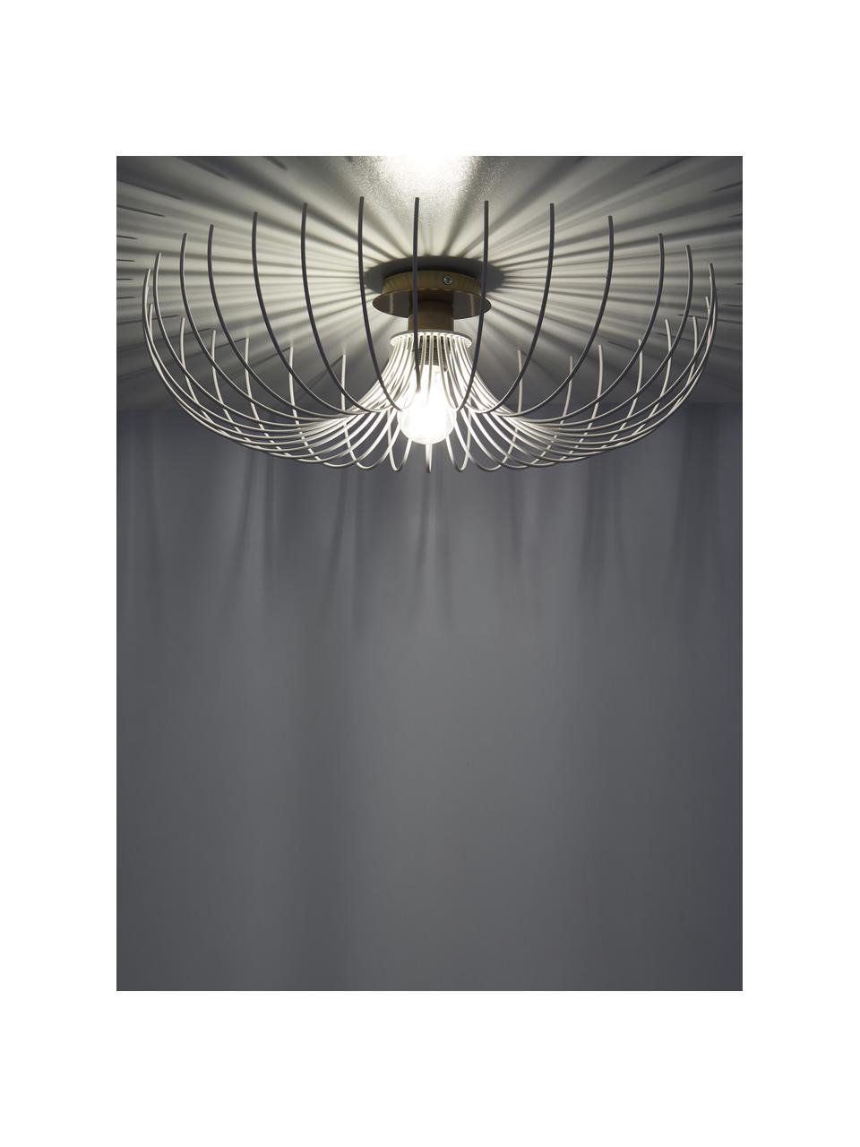 Lampa sufitowa z metalu Aspendos, Biały, odcienie mosiądzu, Ø 56 x W 16 cm