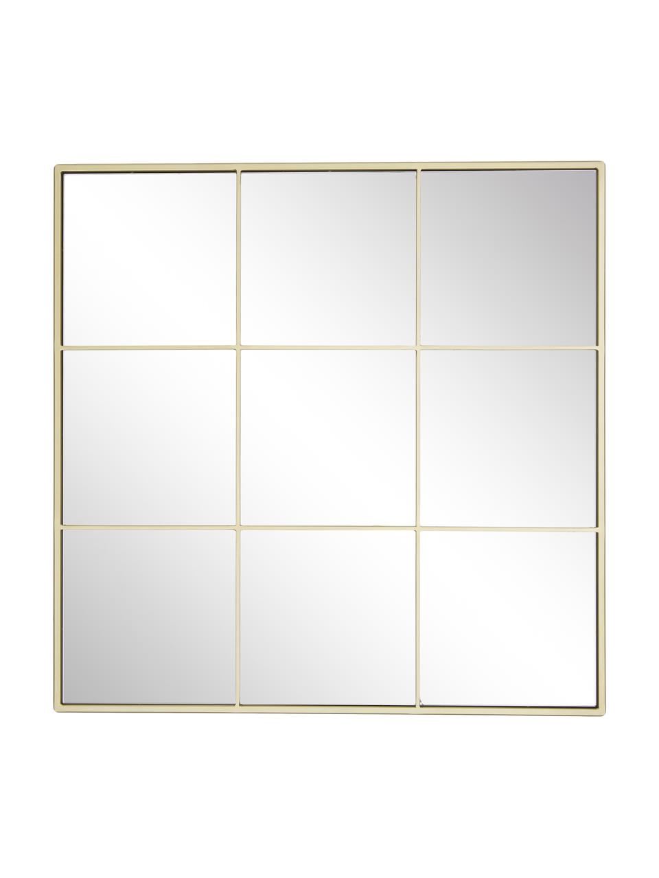 Eckiger Wandspiegel Clarita in Fensteroptik, Rahmen: Metall, beschichtet, Rückseite: Mitteldichte Holzfaserpla, Spiegelfläche: Spiegelglas, Goldfarben, B 70 x H 70 cm