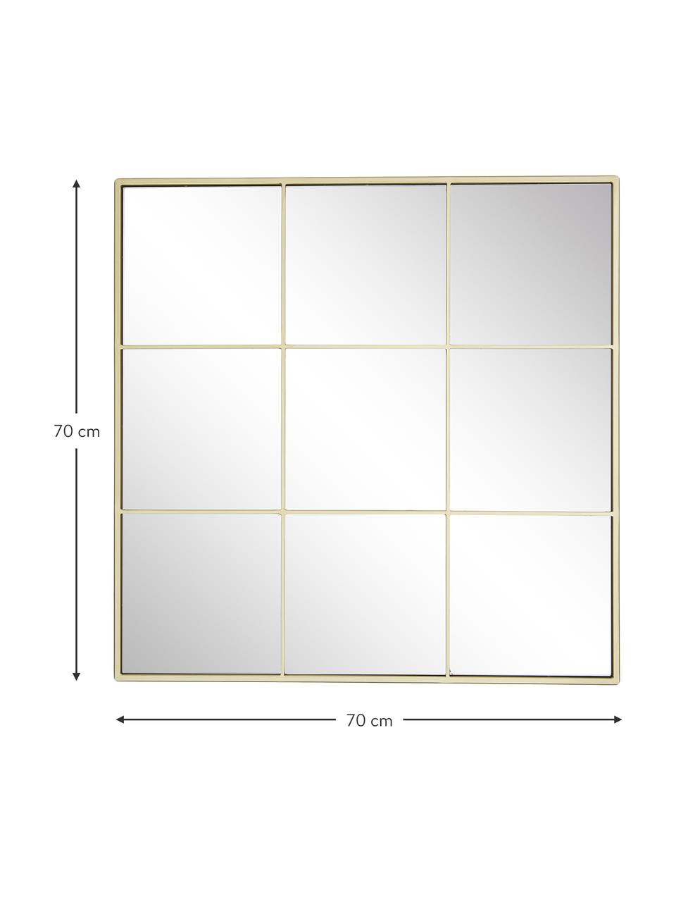 Eckiger Wandspiegel Clarita in Fensteroptik, Rahmen: Metall, beschichtet, Rückseite: Mitteldichte Holzfaserpla, Spiegelfläche: Spiegelglas, Goldfarben, B 70 x H 70 cm
