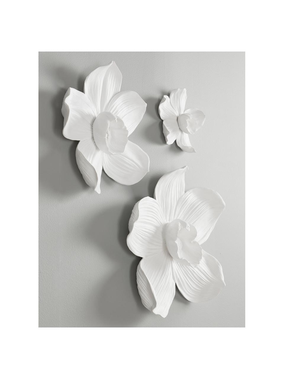 Decoración de pared Orchid, tamaños diferentes, Poliresina, Blanco, An 40 x Al 44 cm