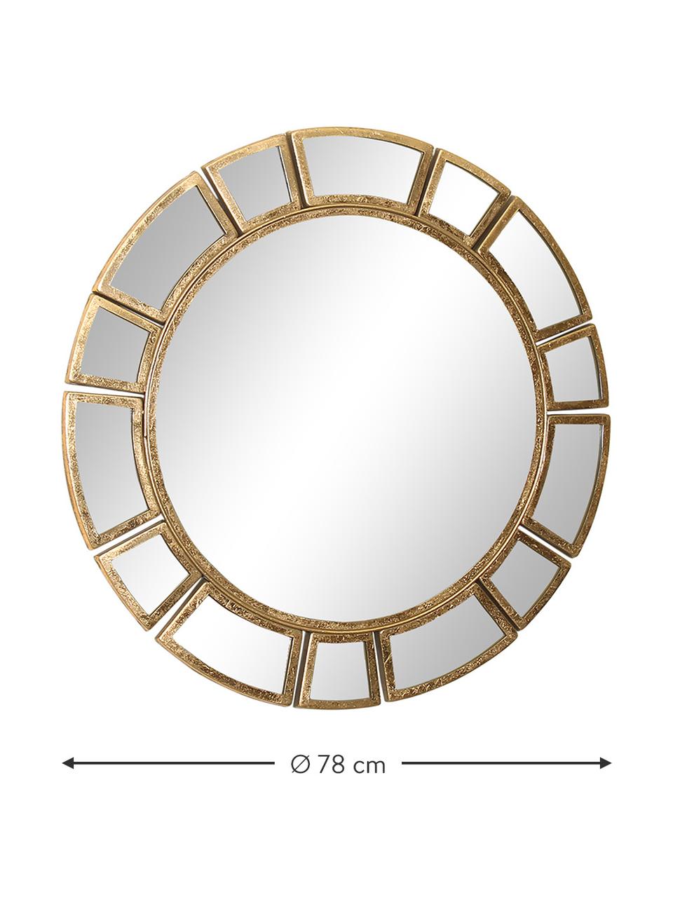 Runder Wandspiegel Dinus mit messingfarbenem Metallrahmen, Rahmen: Metall, vermessingt, Spiegelfläche: Spiegelglas, Messingfarben, Ø 78 x T 2 cm