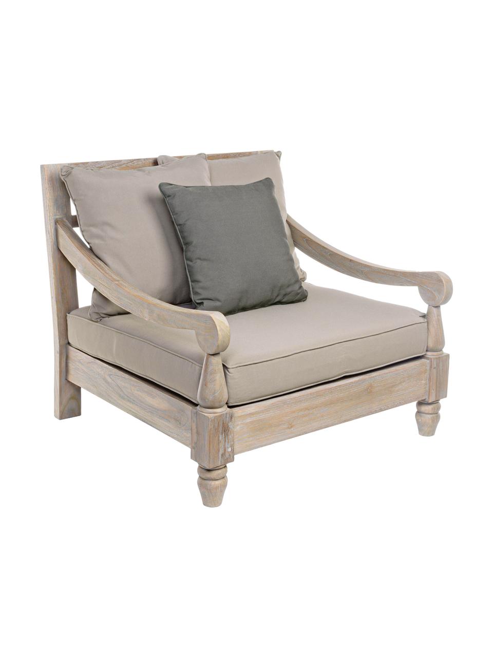 Fauteuil lounge de jardin en teck Bali, Bois d'acacia, gris, larg. 90 x prof. 90 cm
