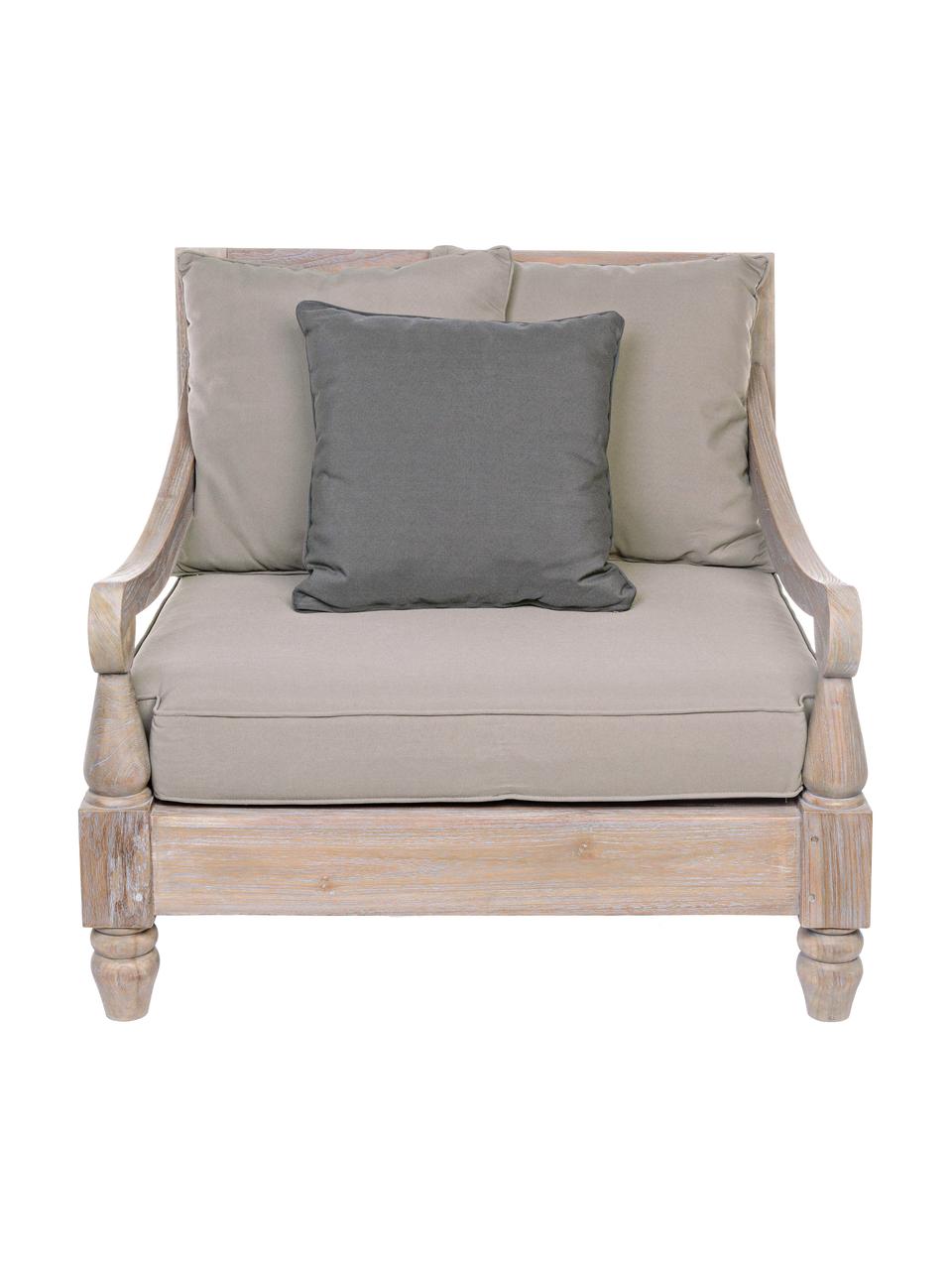 Poltrona da giardino in legno di teak Bali, Struttura: legno di teak, Rivestimento: 100% poliestere, resisten, Legno d'acacia, grigio, Larg. 90 x Prof. 90 cm