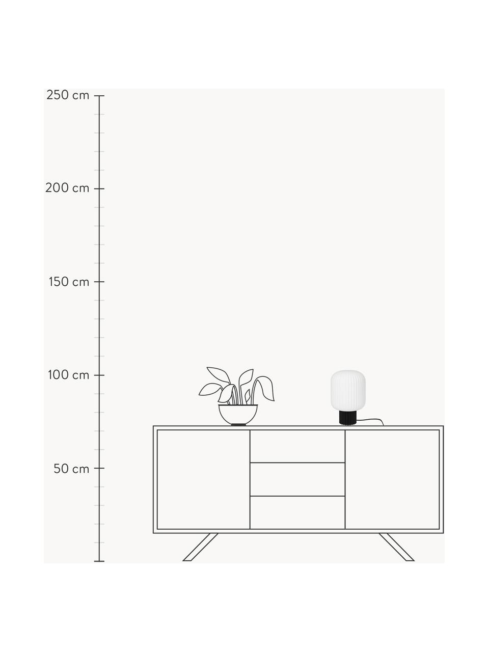 Kleine Tischlampe Lolly, Lampenschirm: Opalglas, Lampenfuß: Metall, pulverbeschichtet, Weiß, Schwarz, Ø 20 x H 30 cm