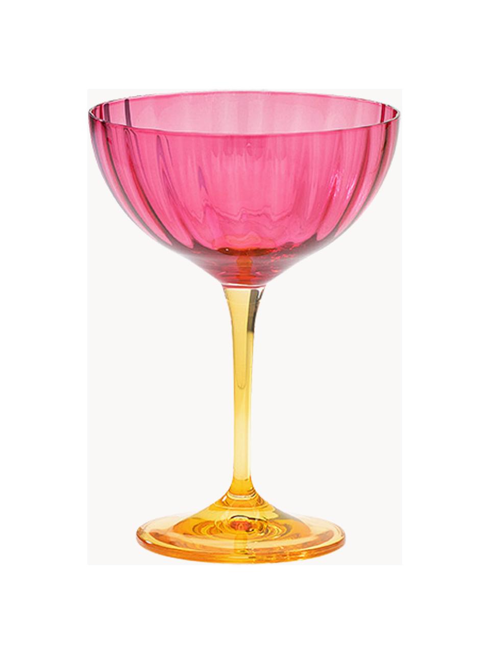 Champagnergläser Jazzy, 2 Stück, Glas, Pink, Orange, transparent, Ø 11 x H 16 cm, 210 ml