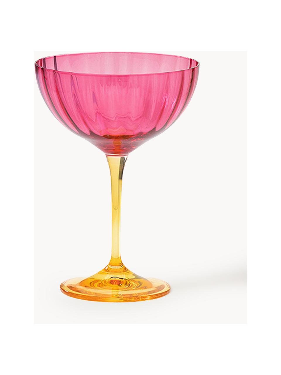 Champagnergläser Jazzy, 2 Stück, Glas, Pink, Orange, transparent, Ø 11 x H 16 cm, 210 ml