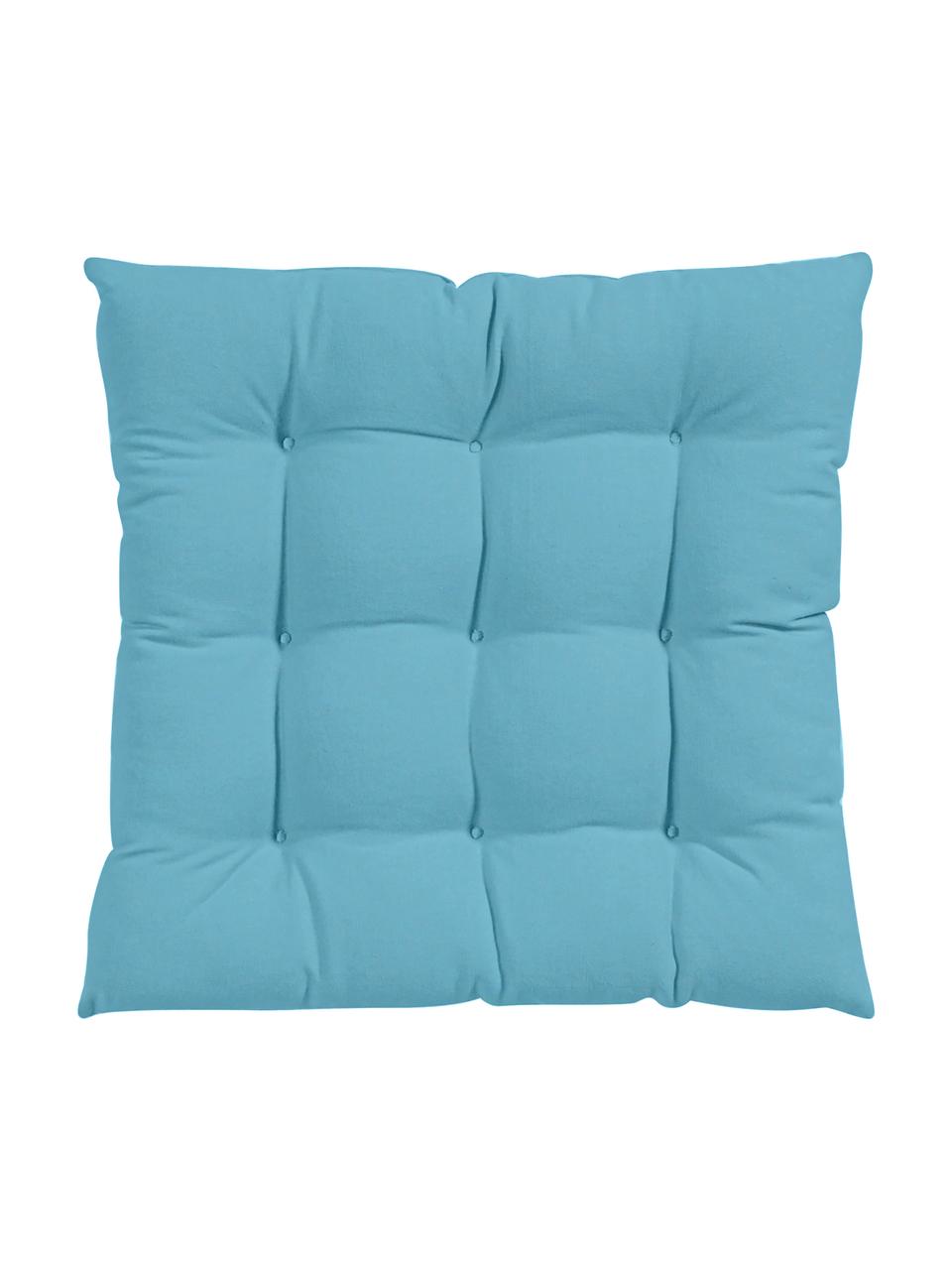 Cuscino sedia in cotone blu Ava, Rivestimento: 100% cotone, Blu, Larg. 40 x Lung. 40 cm