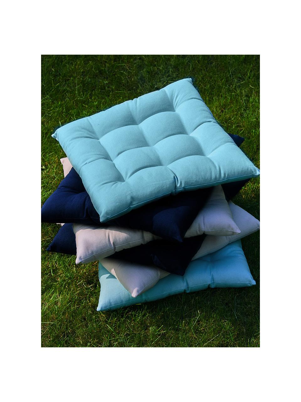 Cojín de asiento de algodón Ava, Funda: 100% algodón, Azul, An 40 x L 40 cm