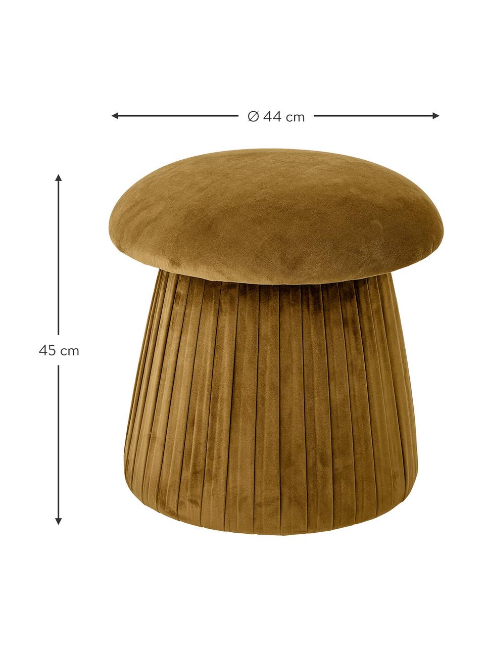 Pouf imbottito in velluto Roberta, Rivestimento: velluto (poliestere) Con , Struttura: pannello MDF (fibra a med, Velluto giallo ocra, Ø 44 x Alt. 45 cm