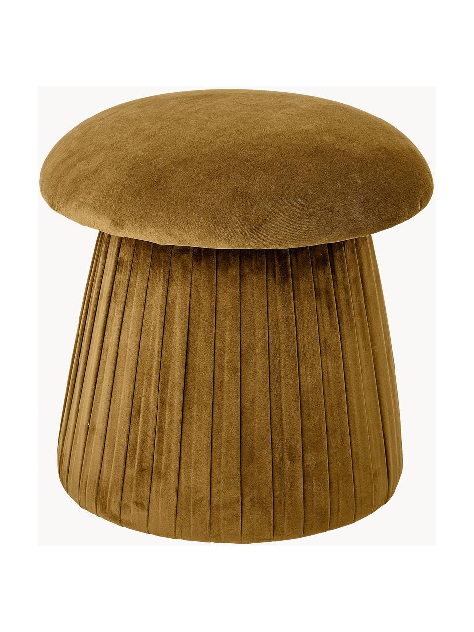 Pouf en velours Roberta, Velours ocre, Ø 44 x haut. 45 cm