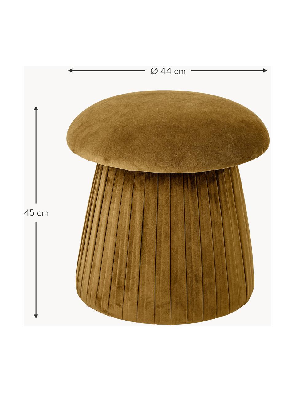 Pouf en velours Roberta, Velours ocre, Ø 44 x haut. 45 cm