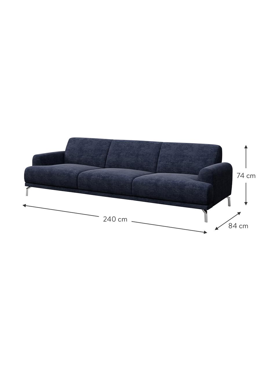 Sofa z systemem Zero-Spot Puzo (3-osobowa), Tapicerka: 100% poliester z Zero Spo, Nogi: metal lakierowany, Niebieski, S 240 x G 84 cm