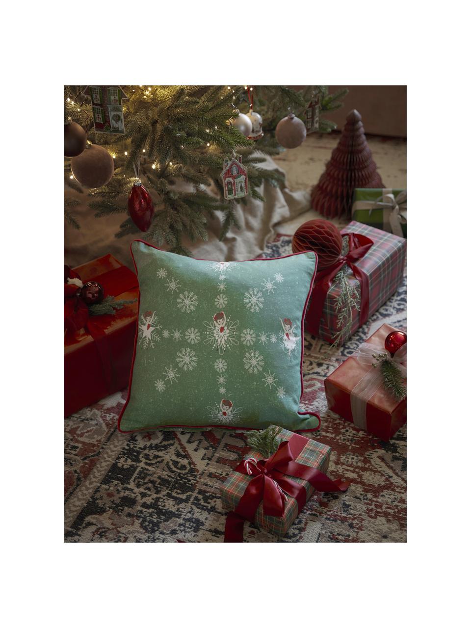 Housse de coussin 45x45 motif hiver, réversible Dancer, Multicolore, larg. 45 x long. 45 cm