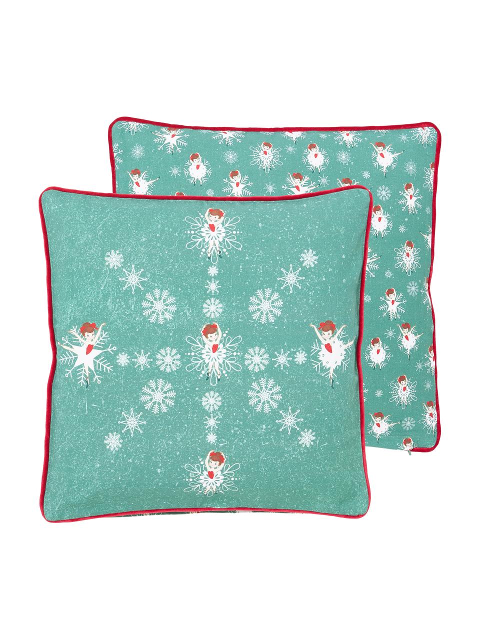 Housse de coussin 45x45 motif hiver, réversible Dancer, Multicolore, larg. 45 x long. 45 cm