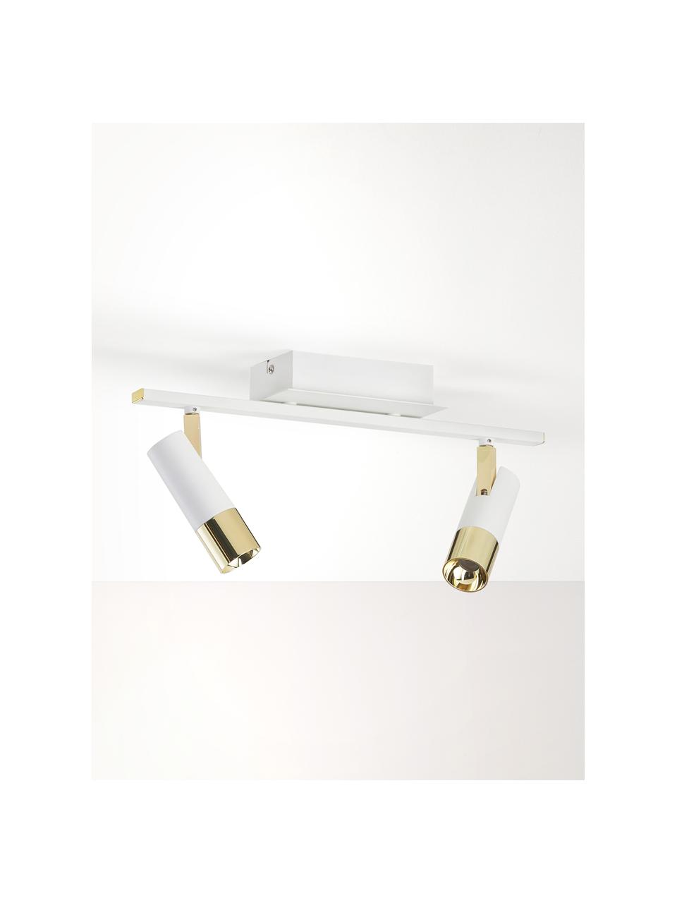 Riel LED Bobby, Anclaje: metal con pintura en polv, Estructura: metal con pintura en polv, Blanco, dorado, An 47 x Al 13 cm