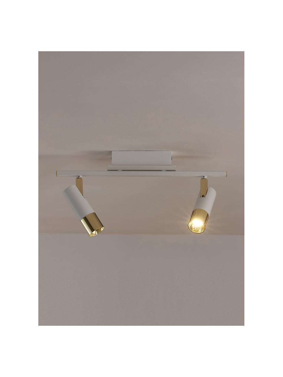 LED plafondspot Bobby-goudkleurig, Baldakijn: gepoedercoat metaal, Wit, goudkleurig, B 47 x H 13 cm