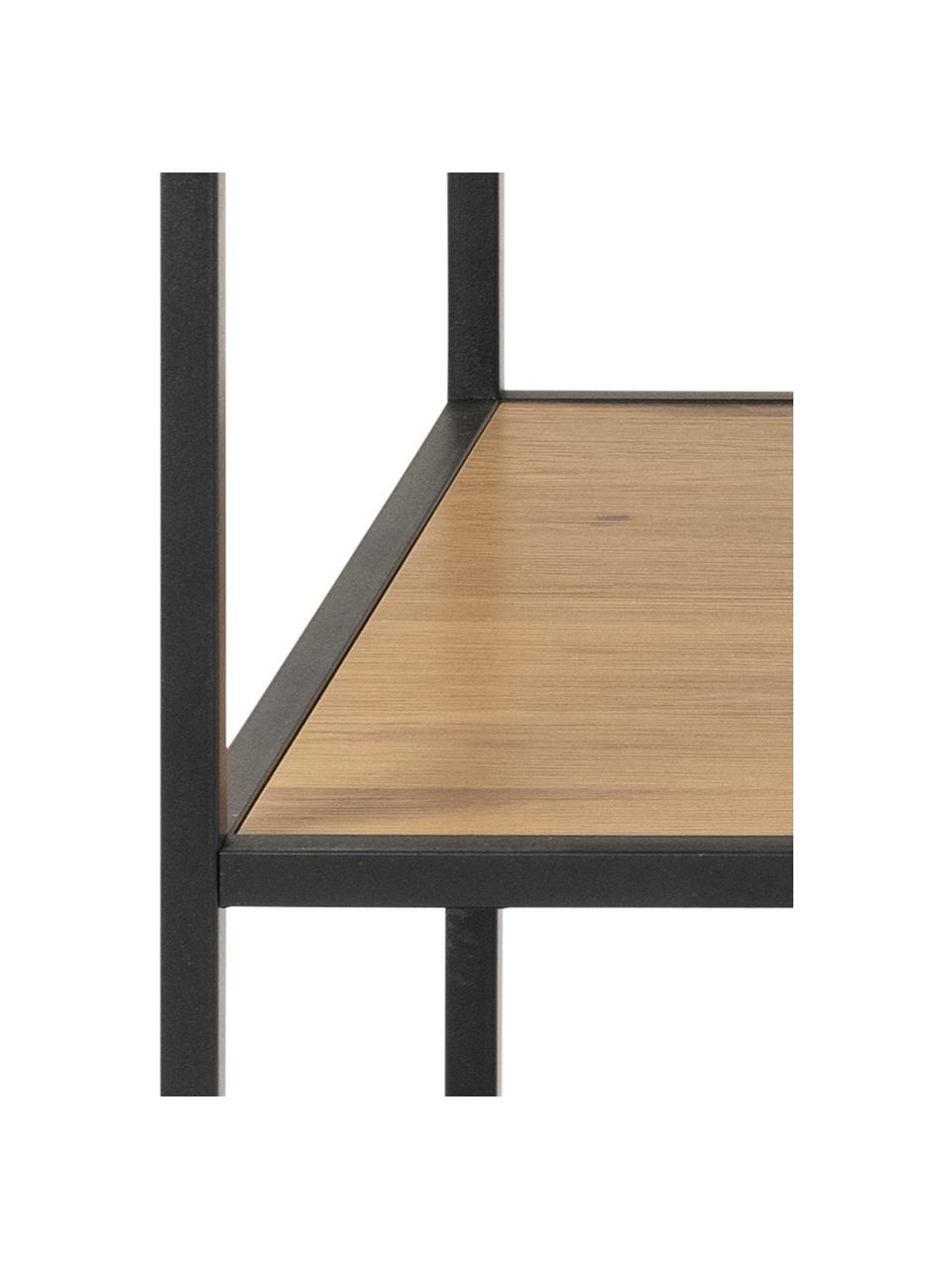 Bureau Seaford van hout en metaal, Frame: gepoedercoat metaal, Licht hout, zwart, B 130 x D 60 cm