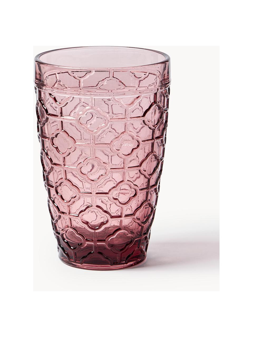 Vasos de colores con relive Geometrie, 6 uds., Vidrio, Multicolor, Ø 8 x Al 13 cm, 380 ml