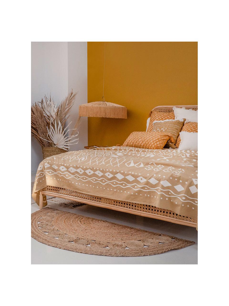 Narzuta Boa, 100% bawełna, Musztardowy, biały, S 225 x W 260 cm (dla łóżek od 160 x 200)