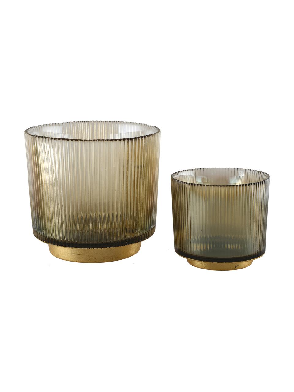 Świecznik na tealighty Luster, Szkło, metal, Brązowy, transparentny, odcienie złotego, Ø 10 cm