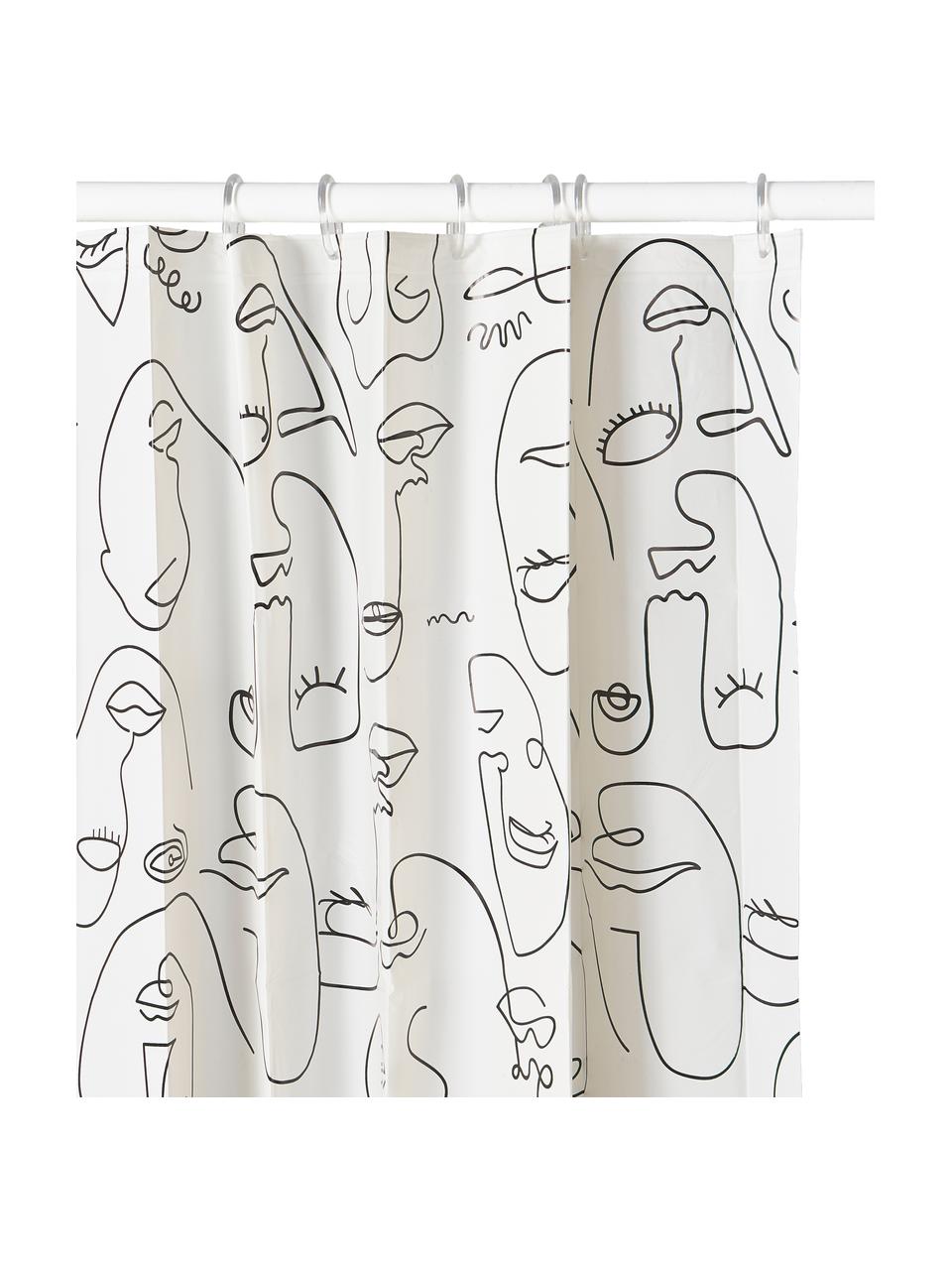 Rideau de douche motif One Line Mind, 100 % plastique (PEVA), Noir, blanc, larg. 180 x long. 200 cm