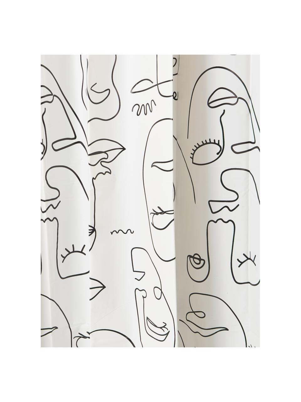 Tenda da doccia con disegno one line Mind, 100% plastica (PEVA), Nero, bianco, Larg. 180 x Lung. 200 cm